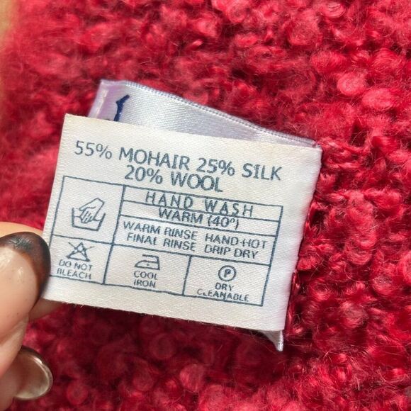 VTG DONEGAL DESIGN IRELAND Mohair Silk Wool Fringe Scarf VINTAGE Nubby Knit Pink - Picture 7 of 11